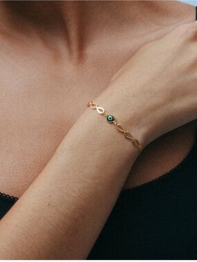 The Green Evil Eye Heirloom 18K Gold Plated Bracelet